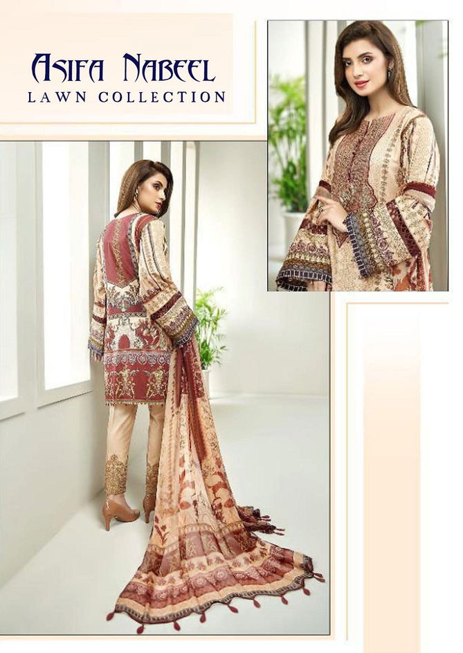 Asifa Nabeel 4 Lawn Printed Karachi Dress Materials collection